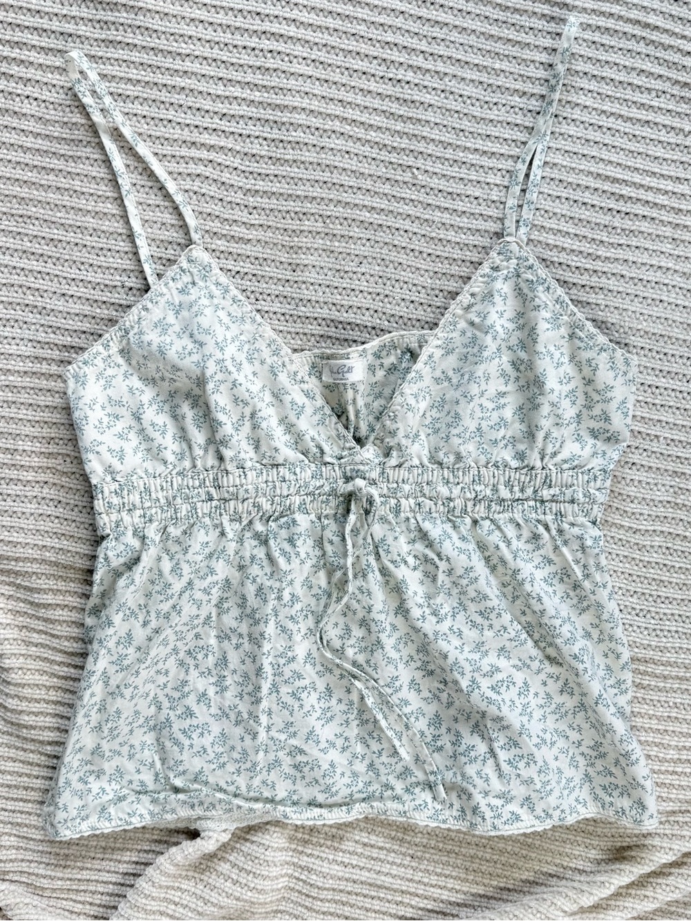 Brandy Melville Floral Smocked Edith Cami Tank Top Cottagecore Coquette One Size